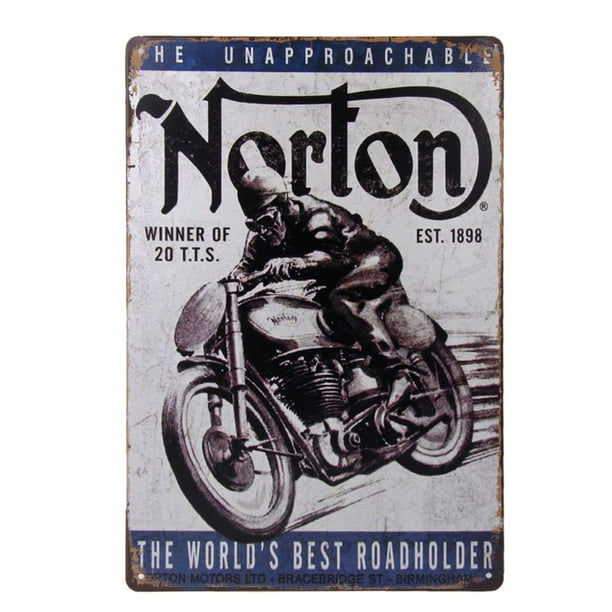 VINTAGE RETRO STYLE METAL TIN SIGN POSTER NORTON MOTORBIKE CAVE WALL HOME